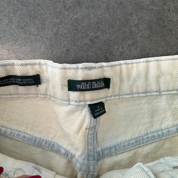 Vintage Y2k Light Wash Bleach Acid Wash Wild Fable Mom Hi Rise Cut Off Shorts 6 - Picture 4 of 5